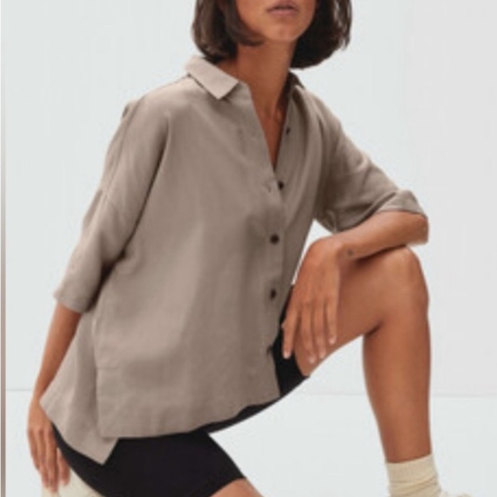 Everlane Taupe Button-Down Shirt